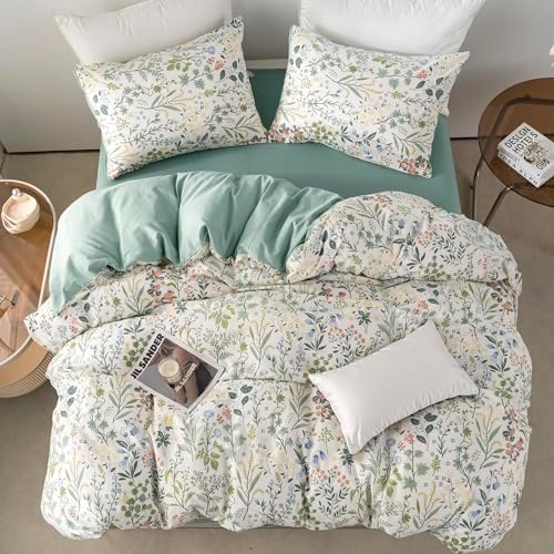 Duvet Cover Queen Size Floral 100% Brushed Microfiber 3 Pieces Fresh