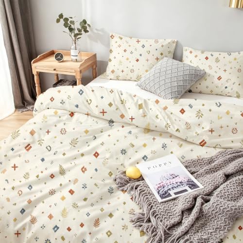 Bohemian Duvet Cover Set Queen Size 3 Piece Bedding set with Hidden