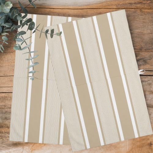 Brown Stripe Kitchen Towels Set of 3, Water Absorbent Dish Towel