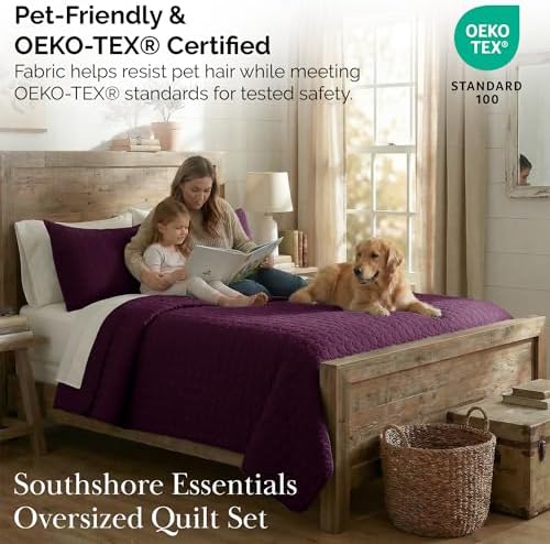 Oversized Quilt Bedding Set Queen / Full w/ 2 Quilted Pillow Shams