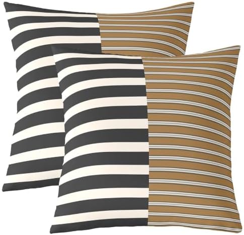 Erosebridal Black Brown White Geometric Pack of 2 Throw Pillow Covers