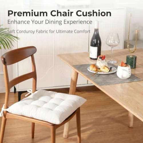 HLOVME Corduroy Chair Cushion with Ties Ultra Soft Warm Floor Cushion
