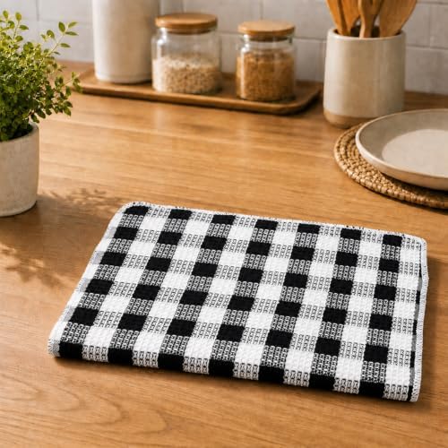 Blue Needles Waffle Weave Dish Towels 100% Cotton Set of 6-12