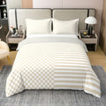 Erosebridal Beige and White 100% Cotton Duvet Cover with Zipper Queen