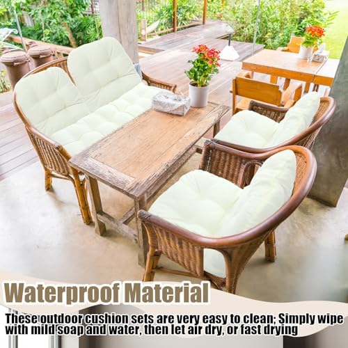 Youyole 7 Pcs Wicker Chair Cushions Set, 44 x 19'' Outdoor Waterproof