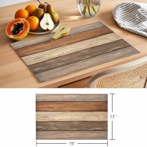 Placemats Set of 8, Farmhouse Beige Brown Woven Placemat, Linen Place