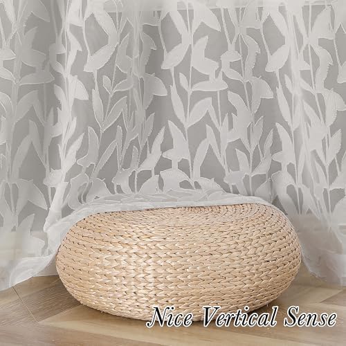 Lecloud Leia Ivory Sheer Curtains 108 Inches Long 2 Panels, Airy