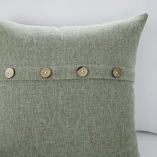 Meekio Set of 2 Dark Sage Square Pillow Covers 18 x 18 Farmhouse