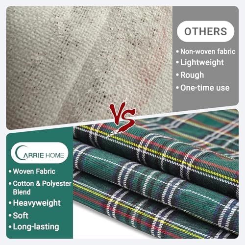 Green Christmas Tartan Plaid Decor Throw Pillow Covers 18x18 Set of 2