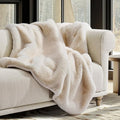 EVERGRACEHOME Faux Chinchilla Fur Throw Blanket, 50"x60", Arctic White