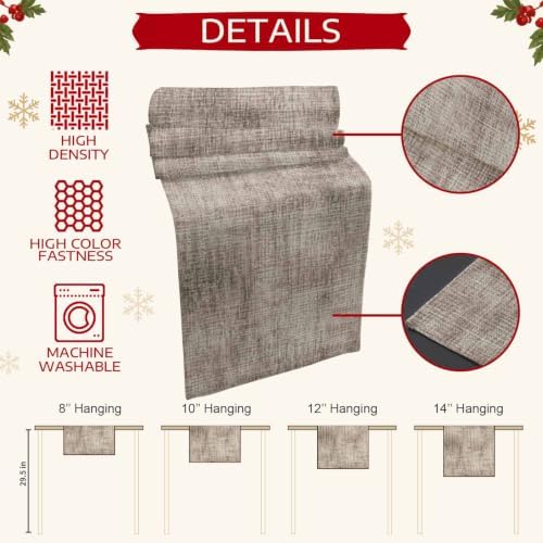 Brown Beige Table Runner - 90 Inch Long, Farmhouse Linen Texture
