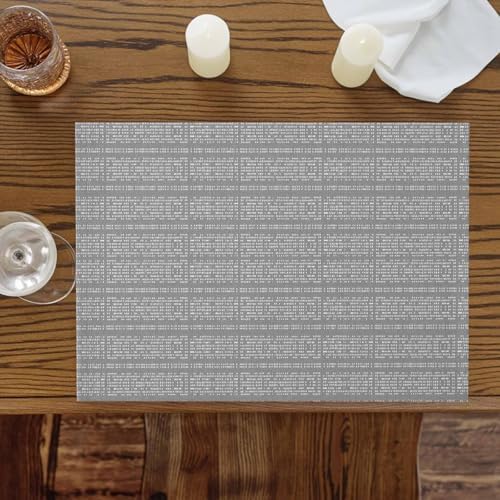 Gray Boho Placemats Set of 8, Cotton Linen Fabric Place Mats