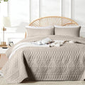 akkialla 118"x106" Taupe California King Quilt Set, Oversized