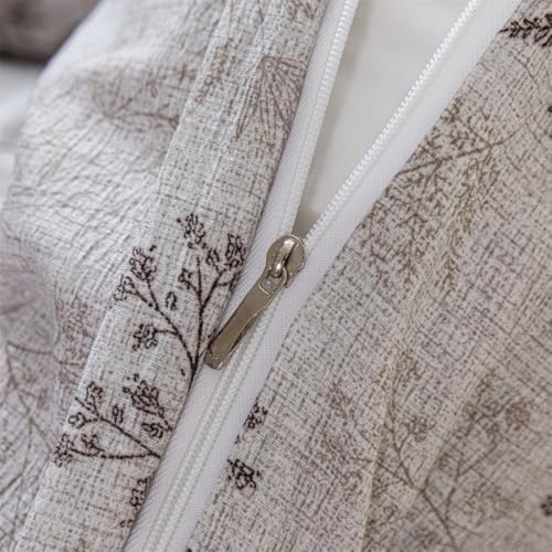 Full Duvet Cover Set - Soft Botanical Leaf Pattern Bedding 3 Pieces