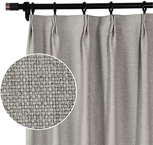 Fcosie Double Pinch Pleated Curtains 108 Inches Long Linen Look Drapes