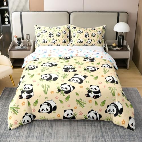 Manfei Cartoon Panda Kids Bedding Set King Size 100% Cotton