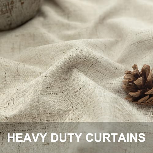 Thick Linen Blackout Curtains 104 Inches Long 2 Panel Set Custom