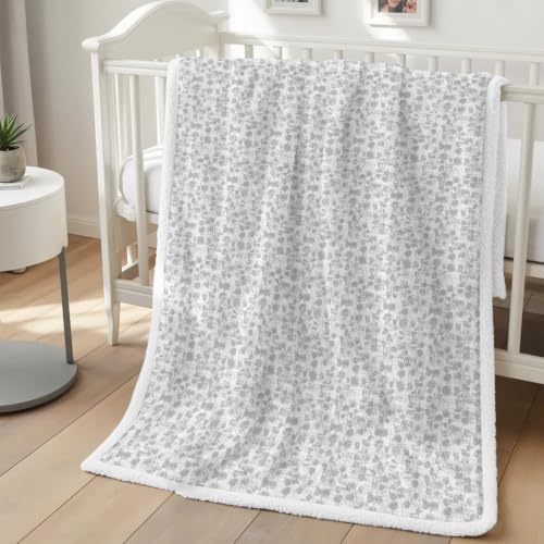 Fleece Sherpa Bed Blankets, Vintage Gray Microfiber Plush Flannel