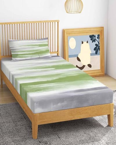 3 Piece Twin XL Sheet Set Sage Green Gray Sheets Set for Twin XL Size