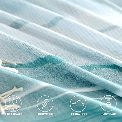 Faincy 7 Pcs King Size Comforter Set with Sheets, Blue, Grey and Teal