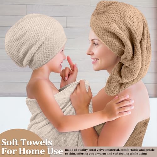 Preboun 12 Pcs Bath Towels Set Washcloths Microfiber,Taupe Gradient
