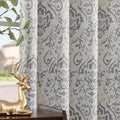 Lazzzy Gray Damask Blackout Curtains 63 Inch Length, Grey Floral