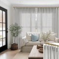 SHINELAND Grey Pinch Pleated Sheer Curtains 108 Inch Long, Light Gray
