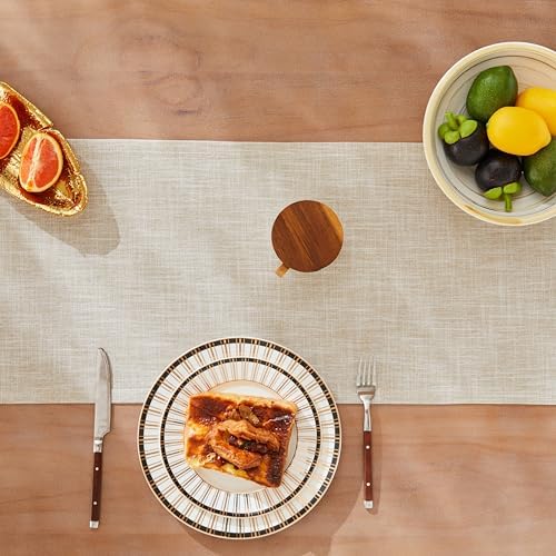 ZeeMart Rustic Cotton Linen Table Runner, 13x36 Inches Taupe