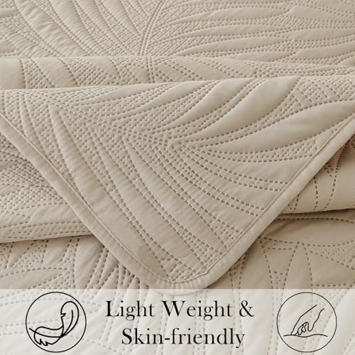 Cmfshape Beige King Quilt Set – Lightweight Thin Quilt King Size