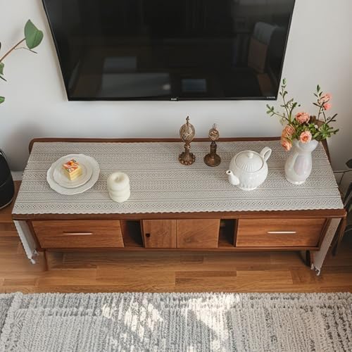 Lace Table Runner Long with Tassels - Elegant Farmhouse Blend Decor