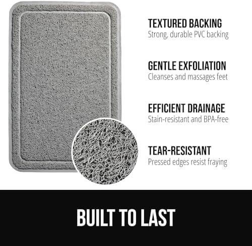 GORILLA GRIP Shower Curtain, 72x72, White and Loofah Shower Mat