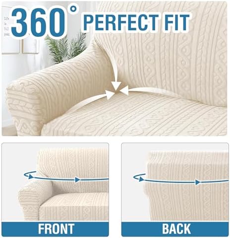 H.VERSAILTEX Jacquard Couch Covers for 3 Cushion Couch 1 Piece Stretch