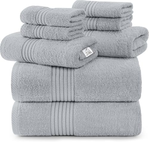 Utopia Towels 8 Piece Premium Towel Set, 2 Bath 2 Hand 4 Wash, Cool