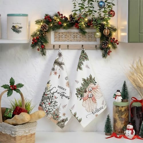 Gloves Ball Believe Merry Christmas Kitchen Towels Dish Towels Set of