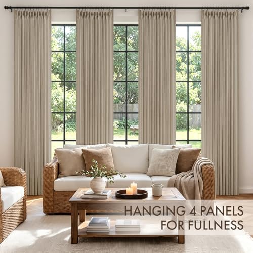 MIULEE 4 Panels Set Pinch Pleated Linen Curtains 84 Inches Long Grey