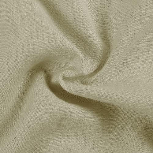 TWOPAGES Light Gray 100% Natural Linen Pinch Pleat Curtain, 52Wx108L
