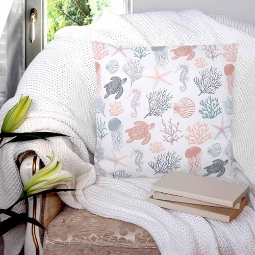 20x20 Pillow Covers Set of 2, Red Grey Coastal Throw Pillow Covers
