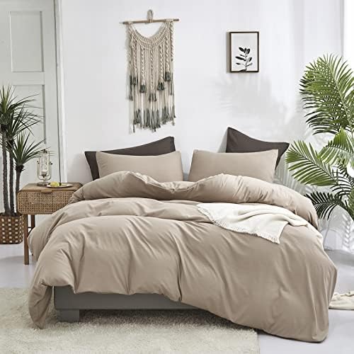 Cottonight Khaki Comforter Set King Cream Coffee Bedding Comforter Set