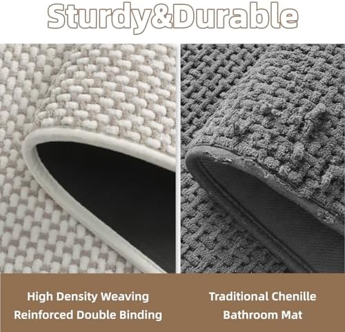 PADOOR-Bath Mat Runner-Super Absorbent Chenille Bathroom Mats-Rubber