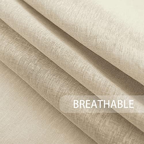 UPOPO Beige Sheer Curtains 72 inches Long Kitchen Dining Living Room