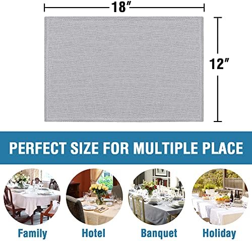 Linen Placemats Set of 6 Washable Solid Table mats for Dining Table