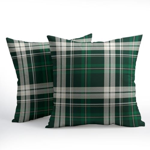Christmas Throw Pillow Covers 22x22 Set of 2 Winter Green Buffalo