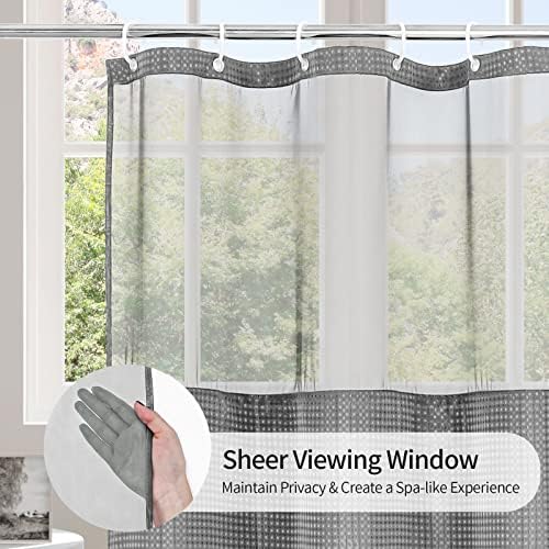 Luxury Textured Fabric Shower Curtainwith Snap-in Liner Light