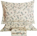 QSH 100% Cotton Sheets Set Twin Size,4PCs Floral Botanical Sprig Print