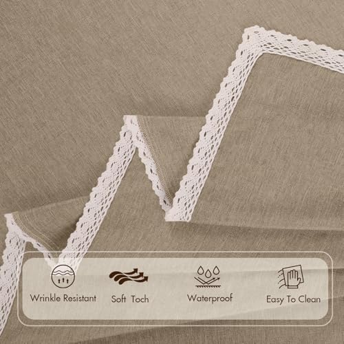 Flaxen 70inch Round Polyester Linen Farmhouse Tablecloth