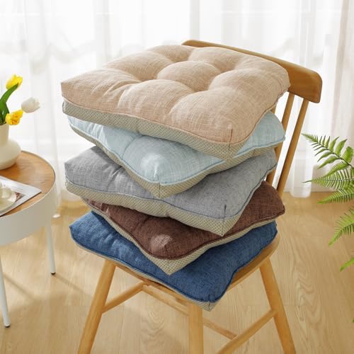 Cotton Linen Soft Comfort Chair Cushion 18"x17"x2" Tufted Chair Pads