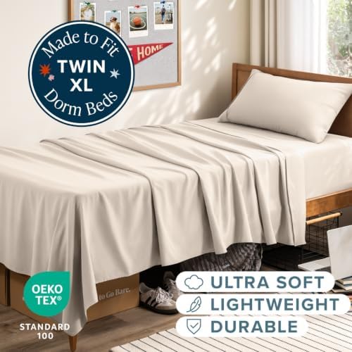 Bare Home Twin XL Sheet Set - 1800 Ultra-Soft (Twin XL, Sand)