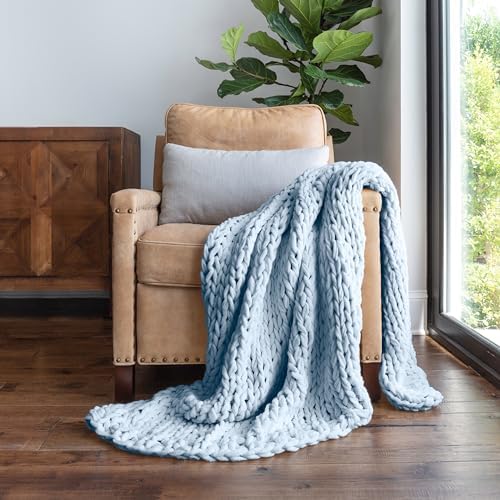 Linen Market Beddings Oversized Chunky Knit Throw Blanket-100%