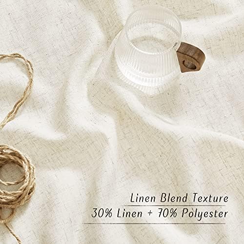 NICETOWN Linen Sheer Curtains 72 Inches Long, Natural, W55xL72, 2