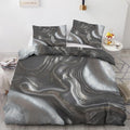Gray Marble Duvet Cover Queen Size - 3 Pcs Abstract Art Duvet Cover